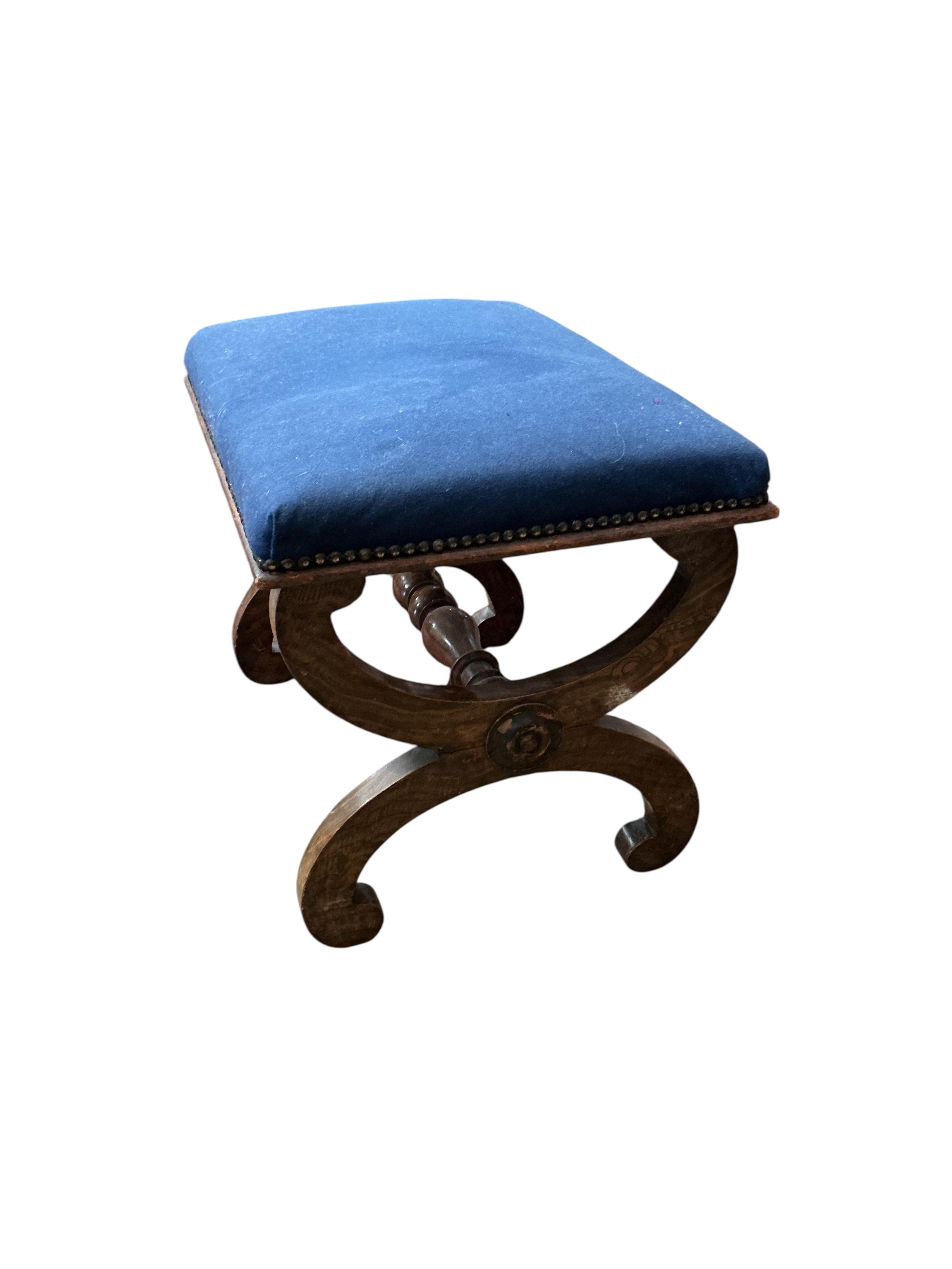 A Victorian simulated rosewood rectangular dressing stool, width 54cm, depth 40cm, height 43cm together with one other stool and three chairs